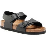 Przecenione Czarne Sandały skórzane damskie na lato marki Birkenstock w rozmiarze 35 