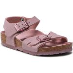 Przecenione Różowe Sandały skórzane damskie na lato marki Birkenstock w rozmiarze 34 