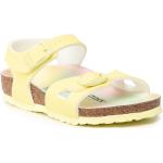 Przecenione Żółte Sandały skórzane damskie na lato marki Birkenstock w rozmiarze 34 