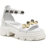 Przecenione Białe Sandały skórzane damskie z gładkiej skóry na lato marki CARINII w rozmiarze 39 