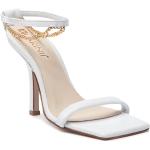 Przecenione Białe Sandały skórzane damskie z gładkiej skóry na lato marki CARINII w rozmiarze 38 