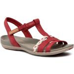Przecenione Czerwone Sandały damskie na lato marki Clarks w rozmiarze 36 