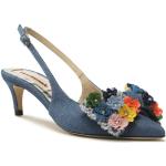 Niebieskie Sandały damskie z motywem kwiatów na lato marki Custommade w rozmiarze 38 