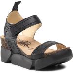Przecenione Czarne Sandały skórzane damskie z gładkiej skóry na lato marki Fly London w rozmiarze 36 