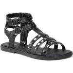 Przecenione Czarne Sandały skórzane damskie na lato marki Geox w rozmiarze 38 