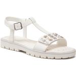 Przecenione Białe Sandały skórzane damskie na lato marki Geox w rozmiarze 39 
