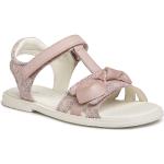 Przecenione Różowe Sandały skórzane damskie na lato marki Geox w rozmiarze 34 