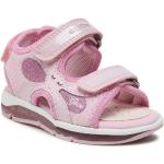 Przecenione Różowe Sandały skórzane damskie na lato marki Geox w rozmiarze 21 