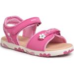 Przecenione Różowe Sandały skórzane damskie na lato marki Geox w rozmiarze 34 