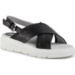 Przecenione Czarne Sandały skórzane damskie na lato marki Geox w rozmiarze 36 