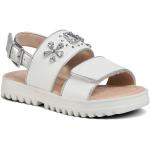 Przecenione Białe Sandały skórzane damskie na lato marki Geox w rozmiarze 34 