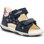 Przecenione Granatowe Sandały skórzane damskie na lato marki Geox w rozmiarze 18 
