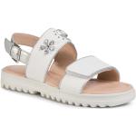 Przecenione Białe Sandały skórzane damskie na lato marki Geox w rozmiarze 38 