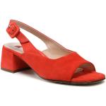 Przecenione Czerwone Sandały skórzane damskie z zamszu na lato marki Högl w rozmiarze 35 