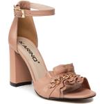 Przecenione Różowe Sandały skórzane damskie z gładkiej skóry na lato marki Karino w rozmiarze 36 