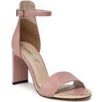 Przecenione Różowe Sandały skórzane damskie z gładkiej skóry na lato marki Karino w rozmiarze 40 