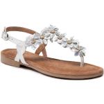 Przecenione Białe Sandały skórzane damskie z gładkiej skóry na lato marki Marco Tozzi w rozmiarze 36 