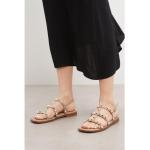 Brązowe Sandały japonki damskie z ćwiekami na lato w rozmiarze 40 