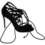 Czarne Sandały na wysokim obcasie damskie z zamszu na lato marki Dolce & Gabbana w rozmiarze 36 