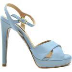 Błękitne Sandały na wysokim obcasie damskie na lato marki Patrizia Pepe w rozmiarze 36 