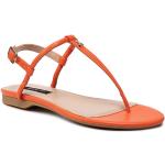 Przecenione Pomarańczowe Sandały skórzane damskie z gładkiej skóry na lato marki Patrizia Pepe w rozmiarze 36 
