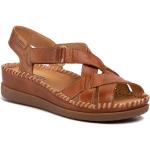 Przecenione Brązowe Sandały skórzane damskie z gładkiej skóry na lato marki Pikolinos w rozmiarze 39 