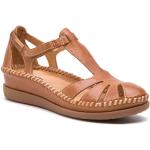 Przecenione Brązowe Sandały skórzane damskie z gładkiej skóry na lato marki Pikolinos w rozmiarze 38 