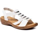 Przecenione Białe Sandały skórzane damskie na lato marki Rieker w rozmiarze 36 