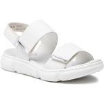 Przecenione Białe Sandały skórzane damskie z gładkiej skóry na lato marki Rieker w rozmiarze 38 