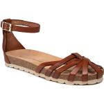 Przecenione Brązowe Sandały skórzane damskie z gładkiej skóry na lato marki sergio bardi w rozmiarze 36 