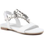 Przecenione Białe Sandały skórzane damskie z gładkiej skóry na lato marki Tamaris w rozmiarze 38 