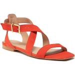 Przecenione Czerwone Sandały skórzane damskie z zamszu na lato marki Wojas w rozmiarze 37 