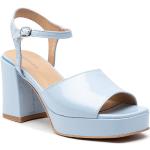 Przecenione Niebieskie Sandały skórzane damskie z gładkiej skóry na lato marki Wojas w rozmiarze 36 