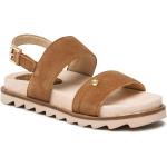 Przecenione Brązowe Sandały skórzane damskie z zamszu na lato marki WRANGLER w rozmiarze 38 