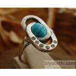 sardynia - srebrny pierścionek z turkusem i kryształkami