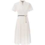Białe Sukienki na zamek damskie z krótkimi rękawami z dekoltem w serek marki Max Mara Studio w rozmiarze M 