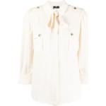Beżowe Bluzki koszulowe eleganckie z wiskozy marki Elisabetta Franchi w rozmiarze XL 