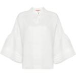 Białe Bluzki ze stójką z krótkimi rękawami eleganckie marki Ermanno Scervino w rozmiarze M 