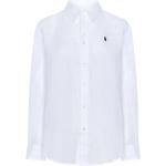 Białe Koszulki na guziki damskie z lnu marki POLO RALPH LAUREN Big & Tall w rozmiarze L 