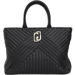 Czarne Shopper bags damskie z odpinanym paskiem pikowane eleganckie z poliestru marki Liu Jo 