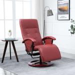 Czerwone Fotele obrotowe z regulowanym oparciem ze skóry syntetycznej 