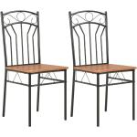 Srebrne Krzesła do jadalni - 2 sztuki w stylu industrialnym 
