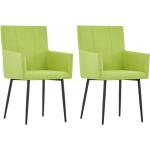 Zielone Krzesła z podłokietnikami tapicerowane - 2 sztuki 