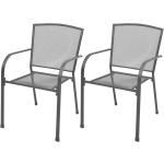 Szare Krzesła ogrodowe sztaplowane - 2 sztuki w stylu industrialnym 