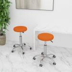 Pomarańczowe Krzesła stylowe - 2 sztuki ze skóry syntetycznej 