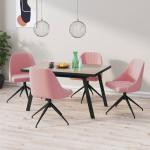 Różowe Krzesła do jadalni tapicerowane - 4 sztuki w nowoczesnym stylu aksamitne 