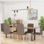 Taupe Krzesła stylowe tapicerowane - 6 sztuk w nowoczesnym stylu drewniane 