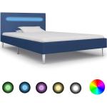 Niebieskie Łóżka do sypialni tapicerowane drewniane 