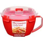 Czerwone Miski na zupę do podgrzewania w mikrofali marki Sistema 