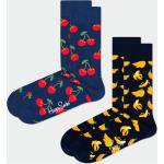 Granatowe Zestawy skarpetek męskie z motywem wiśni bawełniane marki Happy Socks w rozmiarze 41 